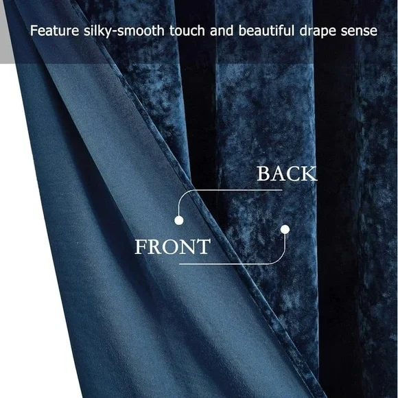 Elegant Blue Velvet Curtain set - Picture 4 of 8